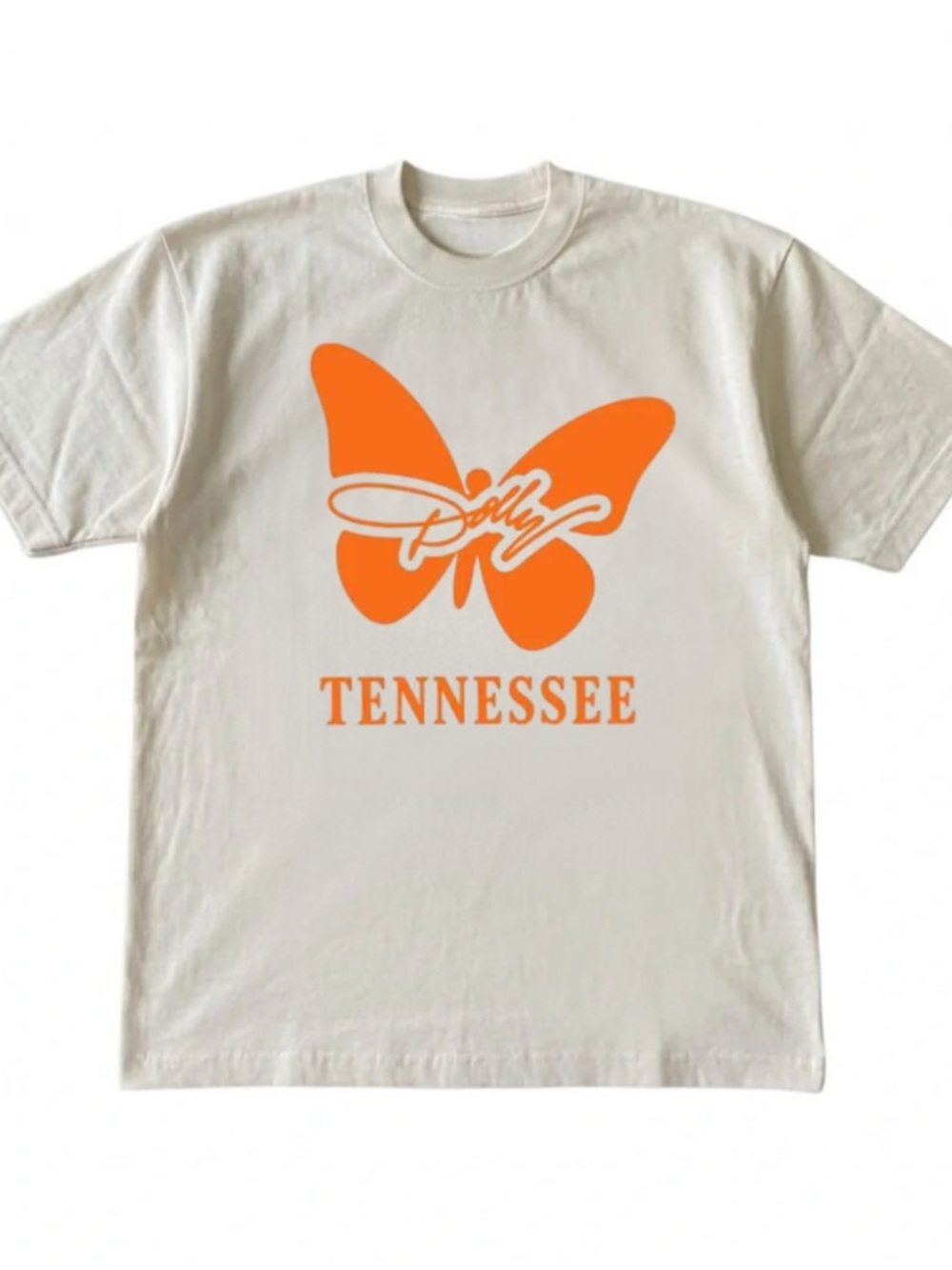 Cream Tee with Orange Butterfly Tennessee Graphic